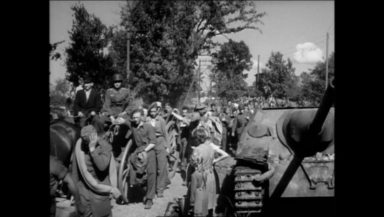 Bei Horneburg spielende Szene aus dem Film Captive Heart, rechts ein deutscher Jagdpanzer "Hetzer".
